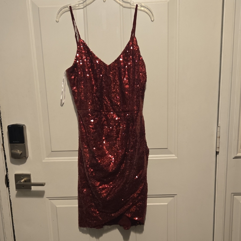 Lulu's Sparkling Red Sequin Mini Dress